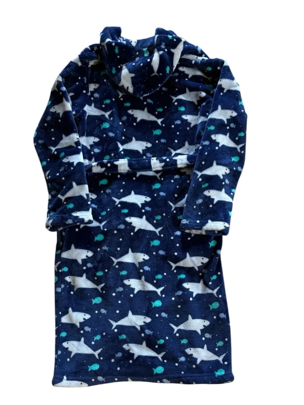 Arctic Paw Kids Boys Girls Soft Fleece Hooded Bath Cover Up Sharks Blue Aqua